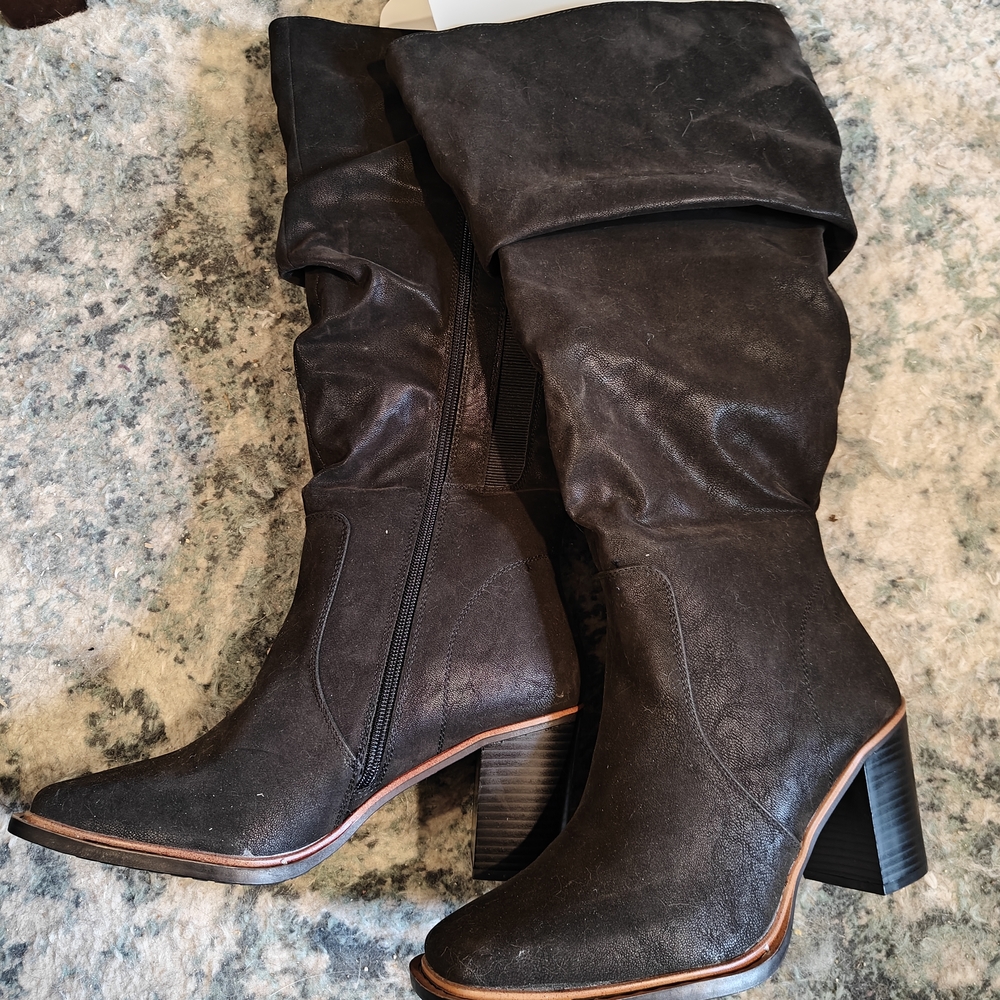 Torrid Black Heeled Boots with Chunky Heel